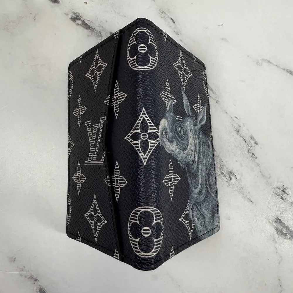 Louis Vuitton Chapman Pocket Organizer wallet Monogram LV Rhino Navy Blue w/box